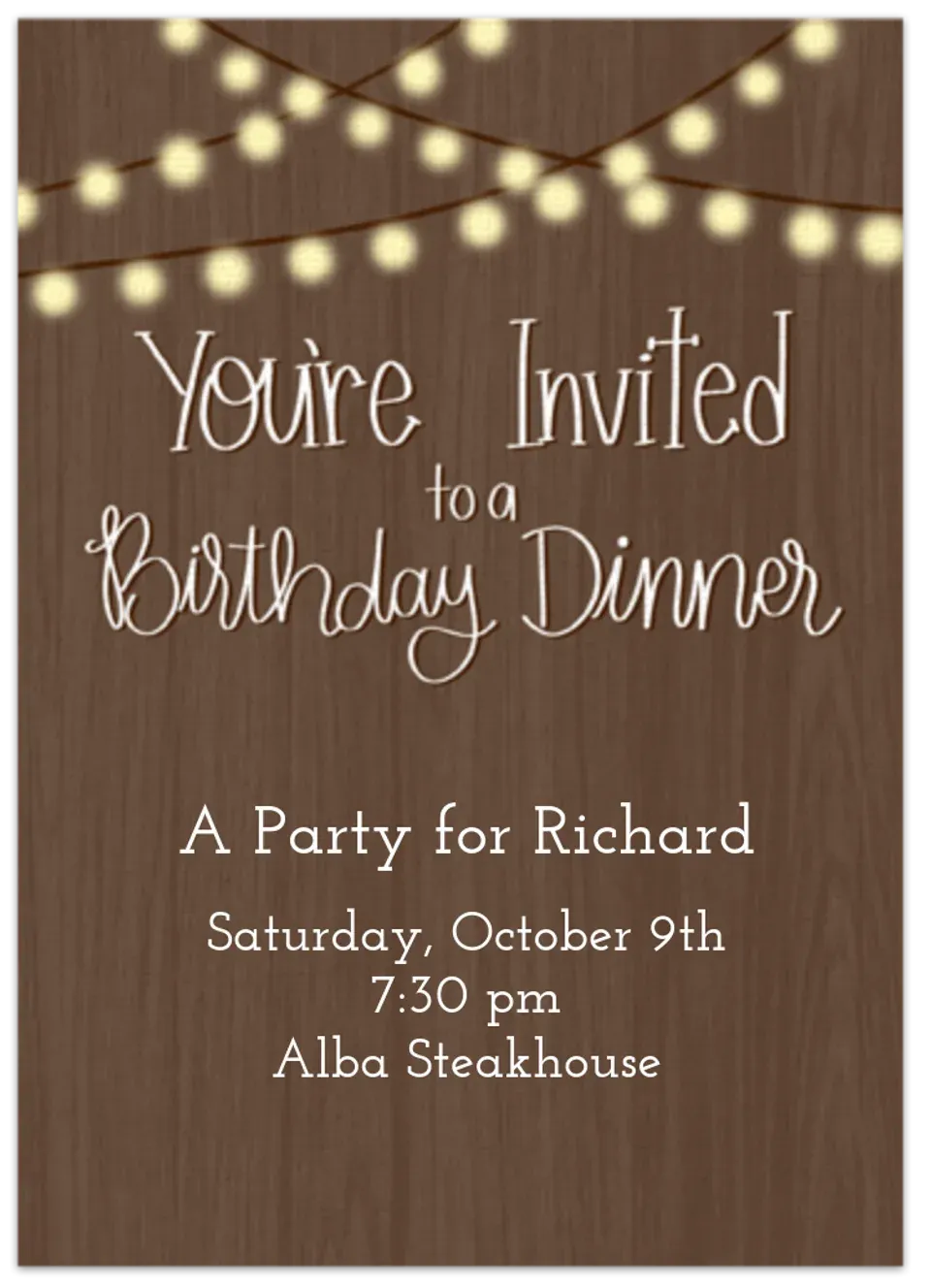 Birthday Dinner Out card