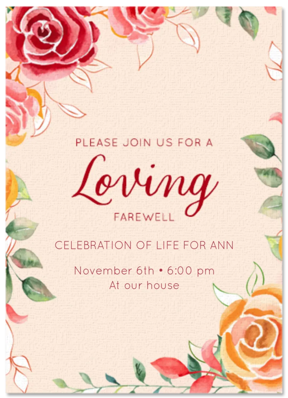 A Loving Farewell card