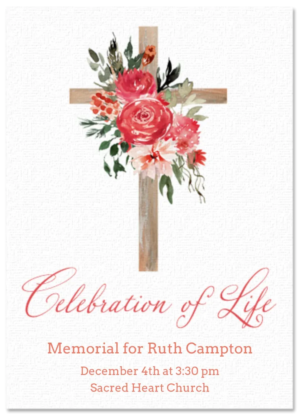 Religious Celebration of Life card