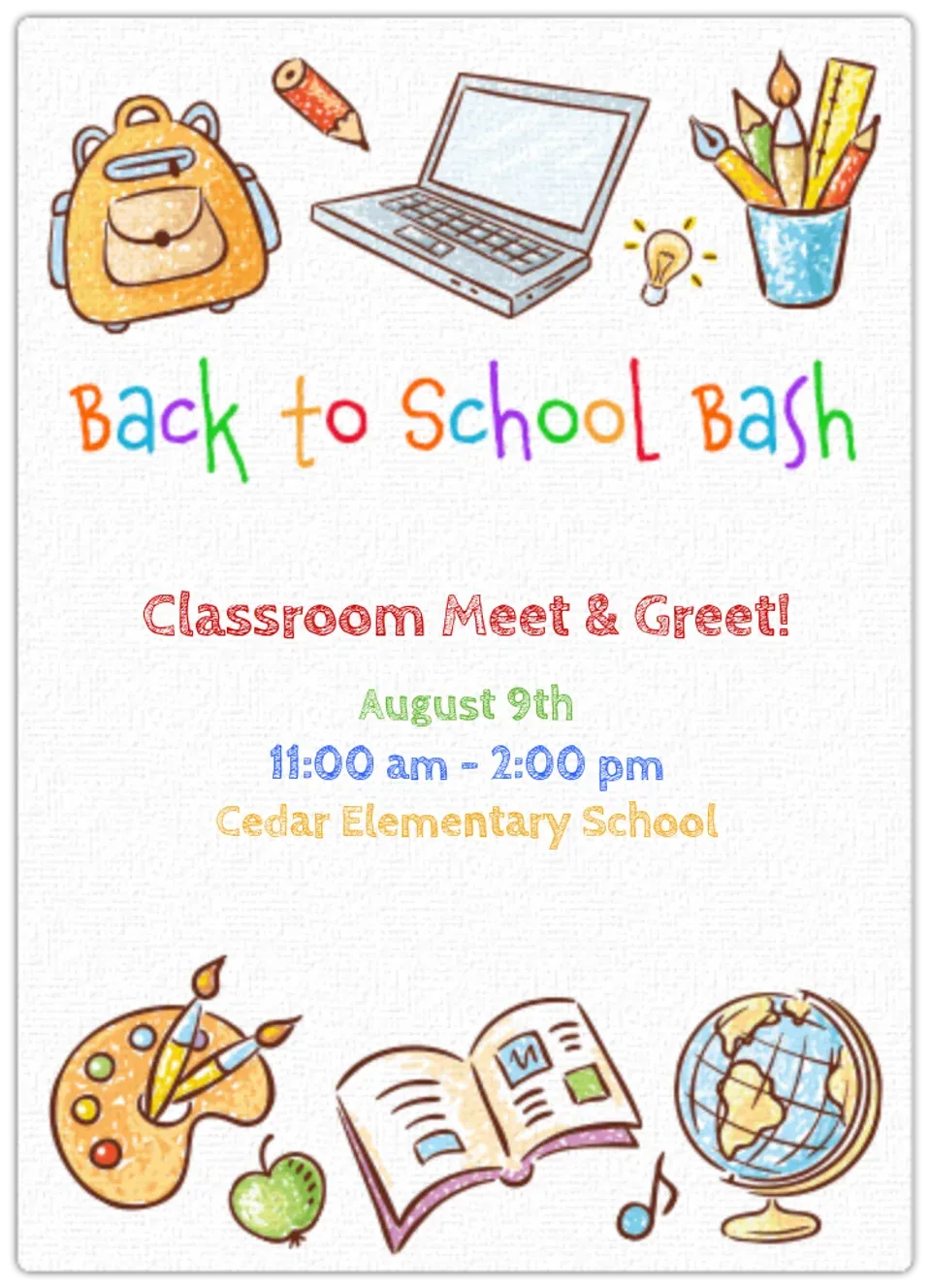 Back To School Bash card