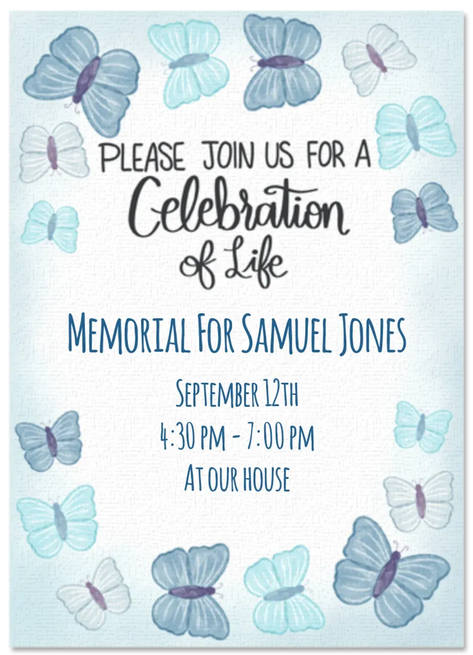 Celebration of Life Butterflies card