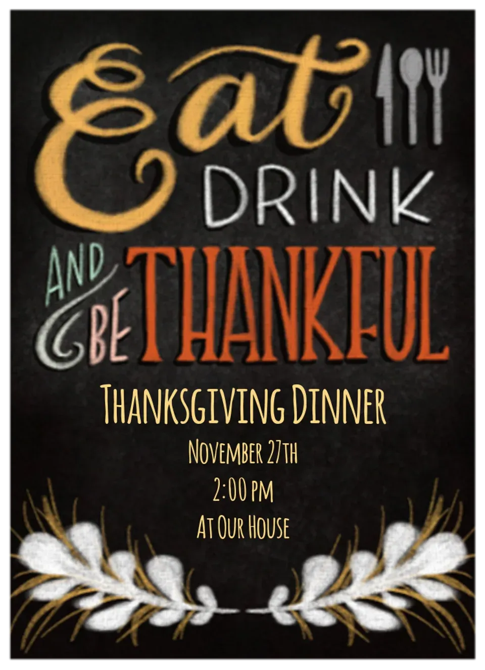 Eat, Drink, and Be Thankful card
