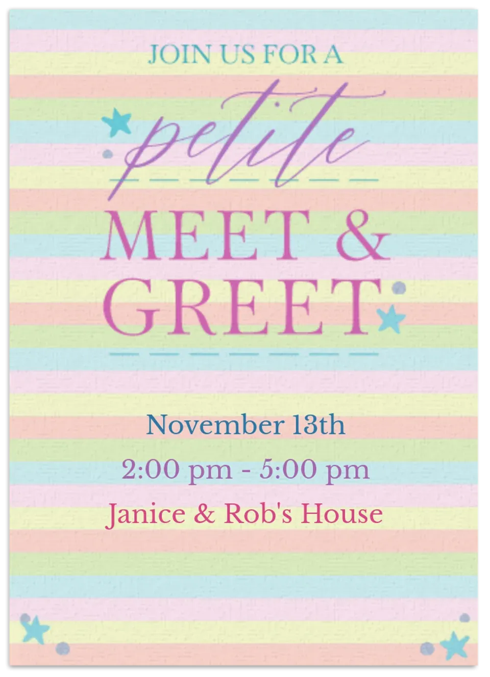Petite Meet & Greet card