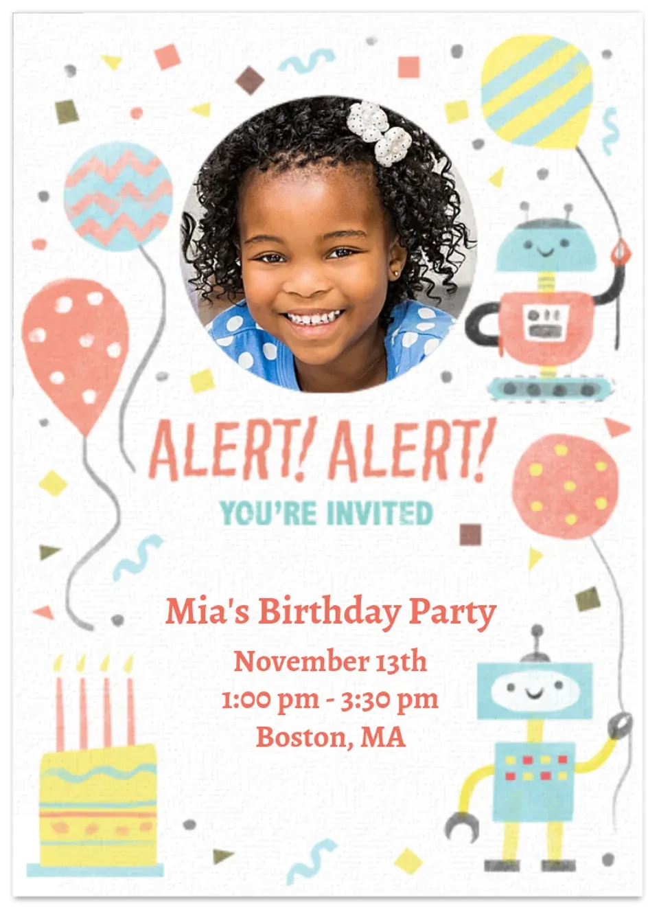 Robot Birthday Photo card