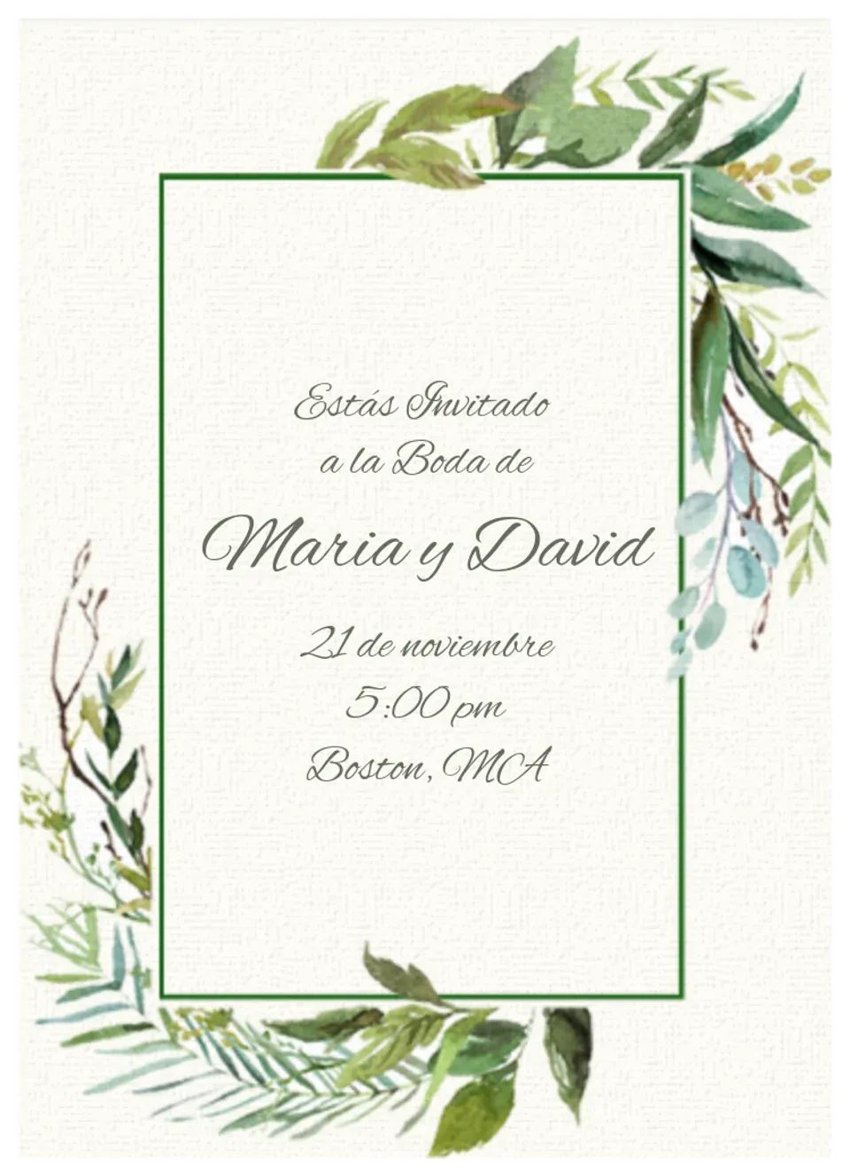Día de la Boda card