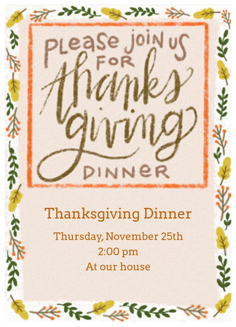 Thanksgiving Dinner Together card