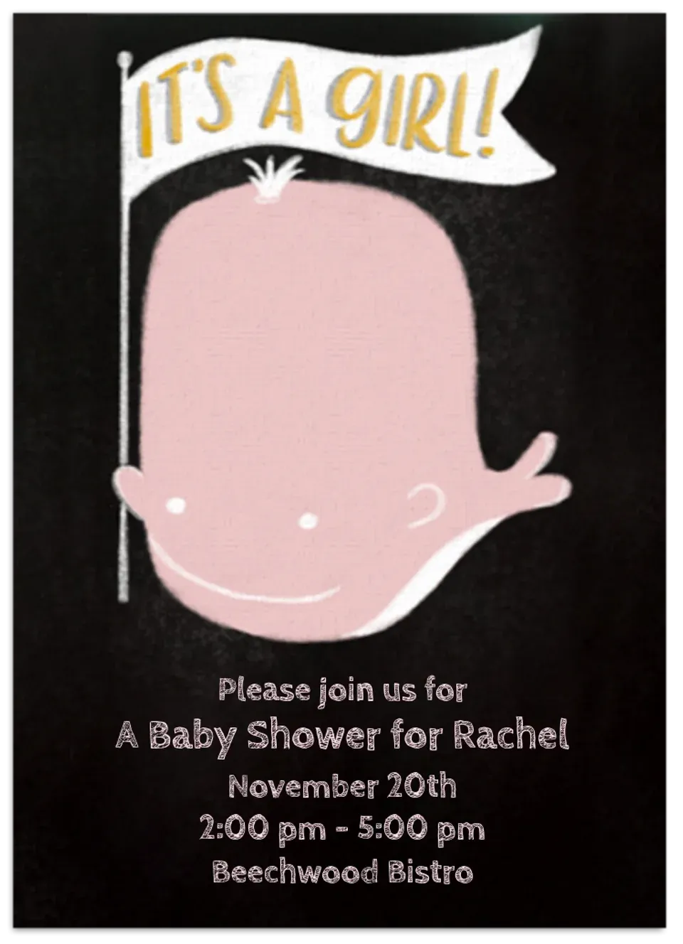 Chalkboard Baby Whale card