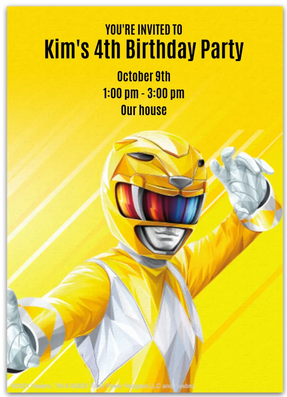 Power Rangers | Yellow Ranger card