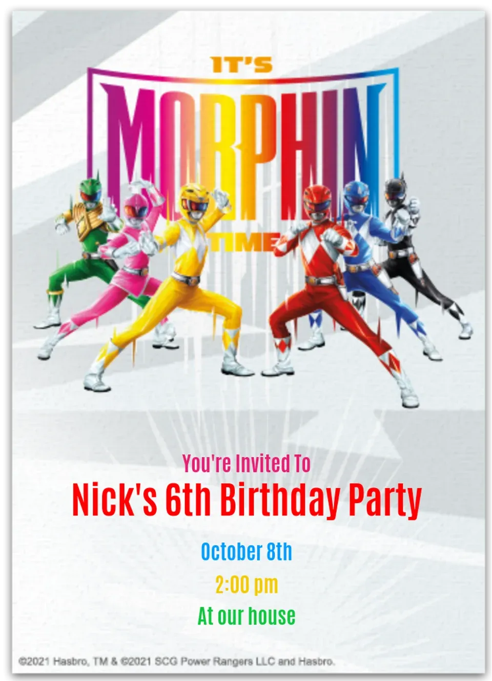 Power Rangers | It's Morphin Time card