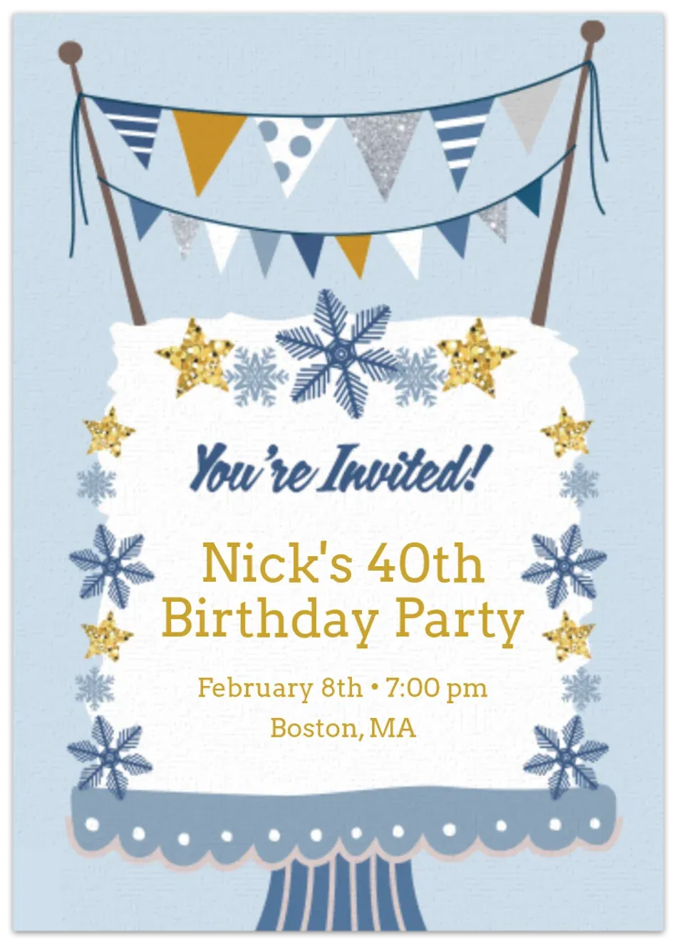 Winter Birthday Snowflake Cake card