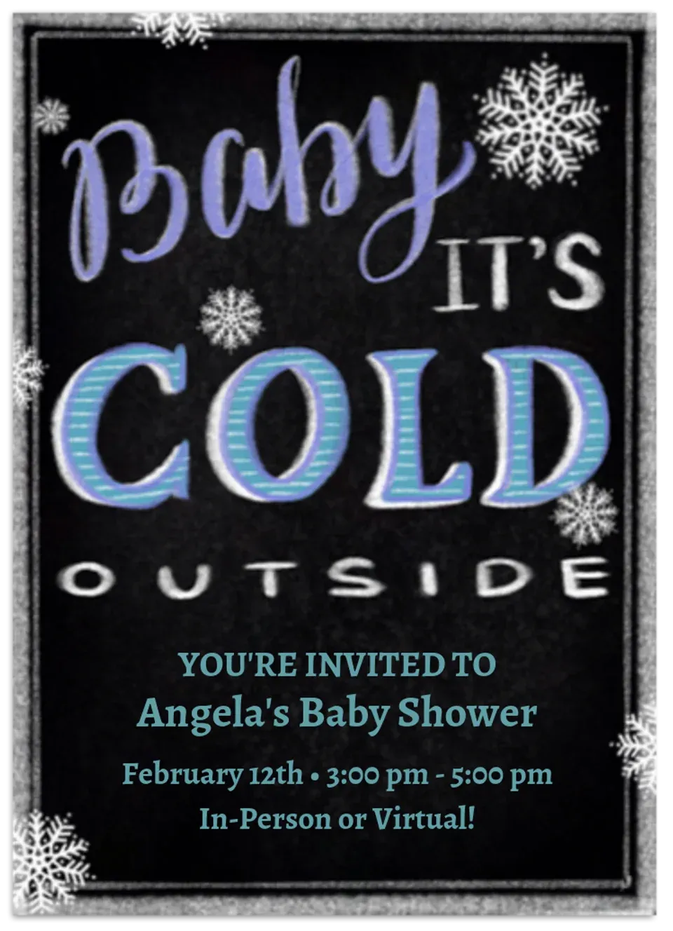 Winter Baby Chalkboard card