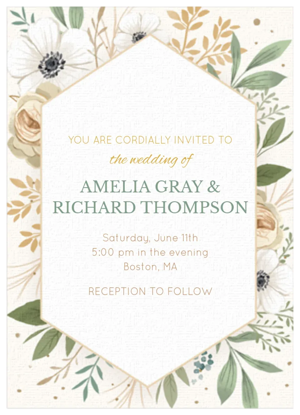Cream & Gold Wedding card