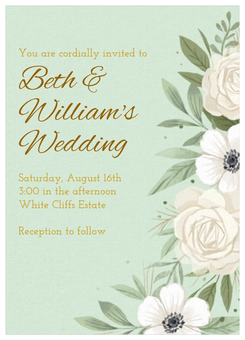 Sage & Cream Wedding card