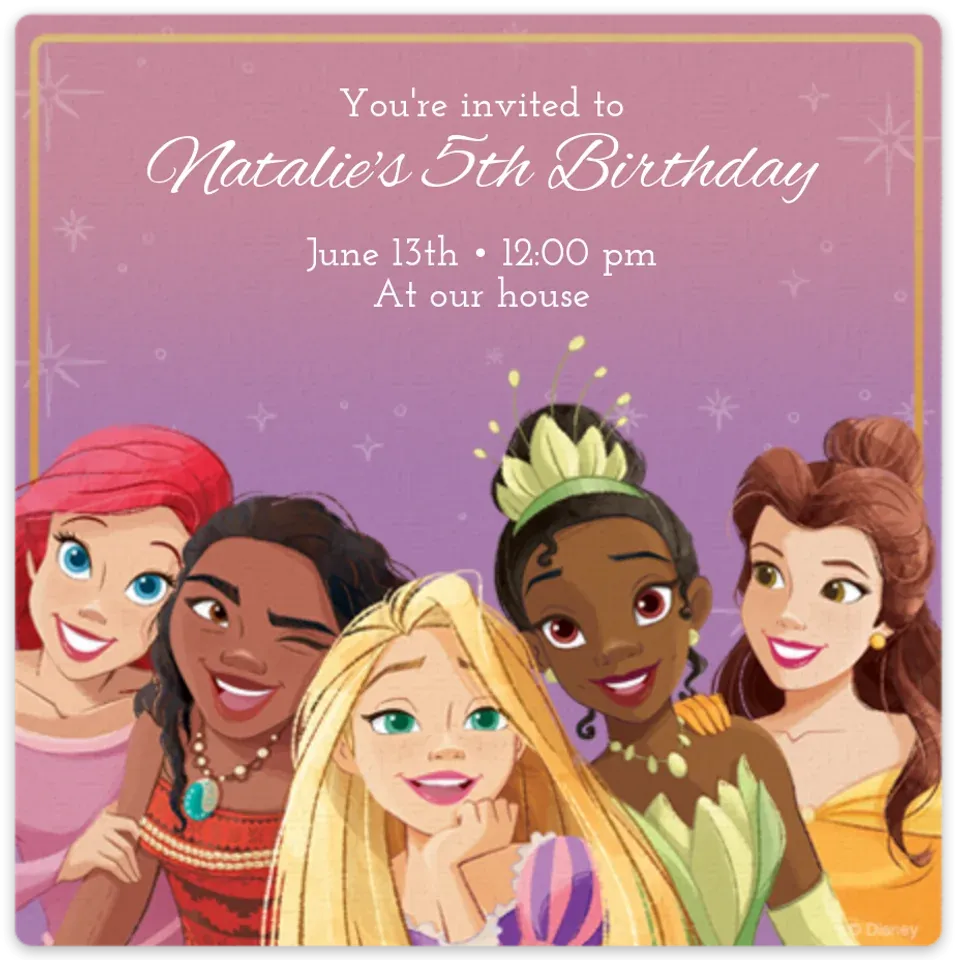 Disney Princess Party card