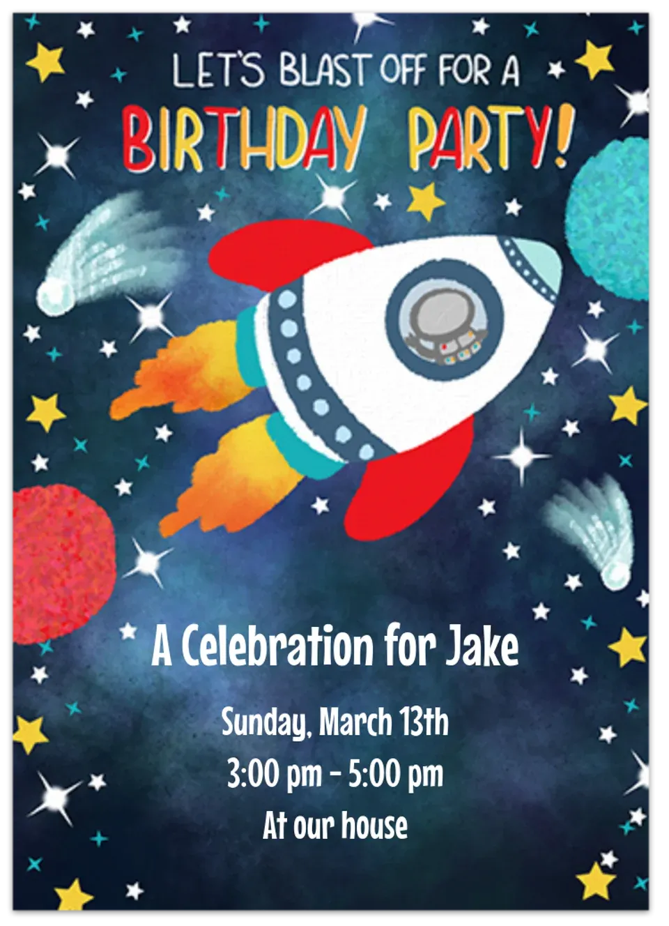 Astronaut Birthday Party card