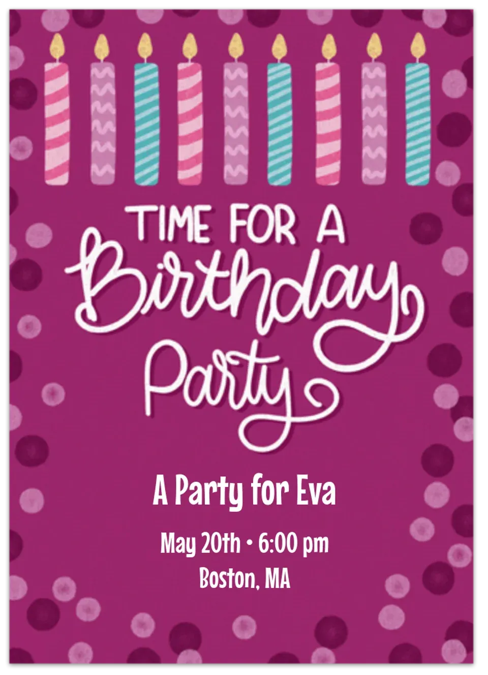 Pink Birthday Candles card