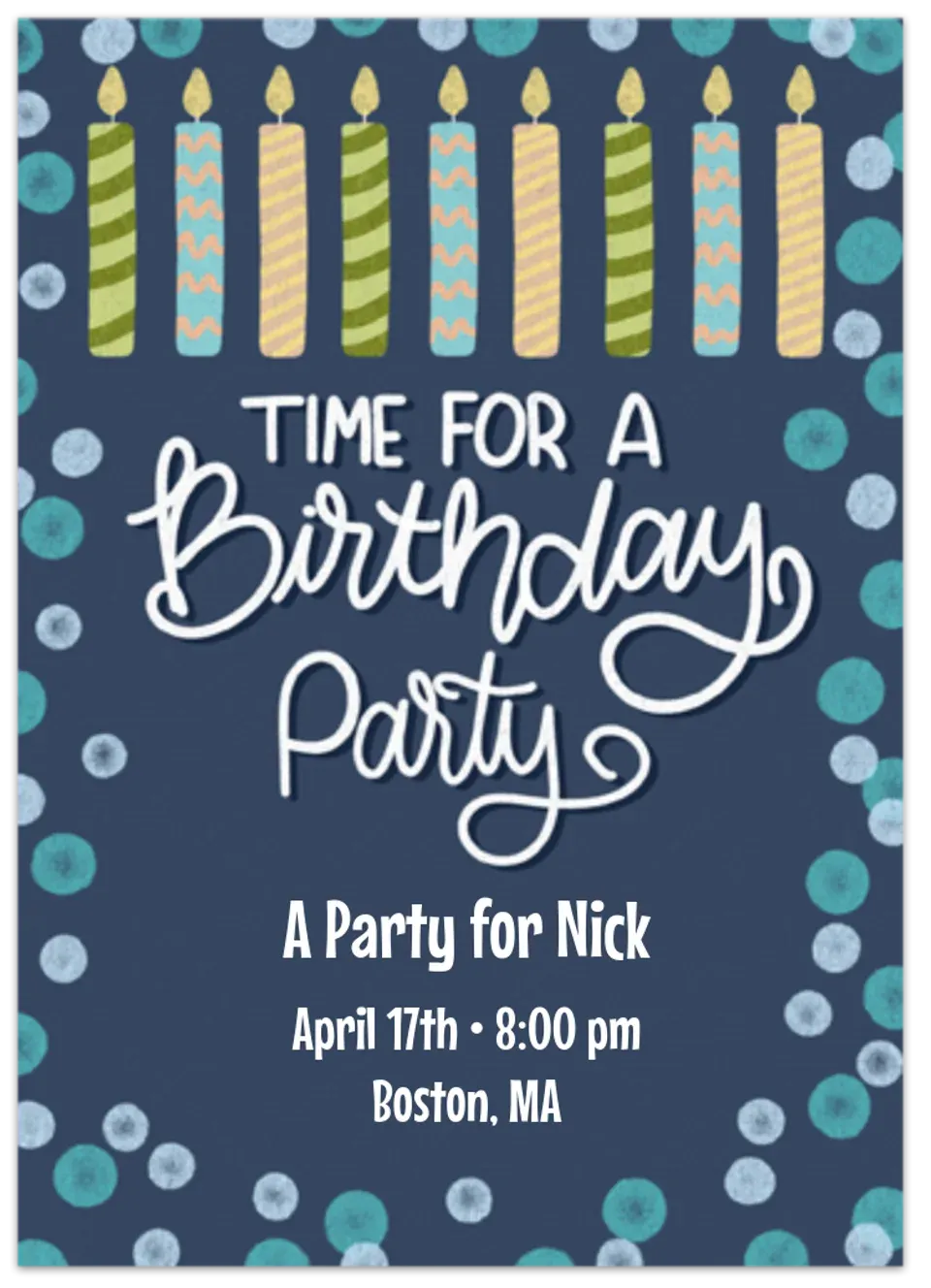 Blue Birthday Candles card