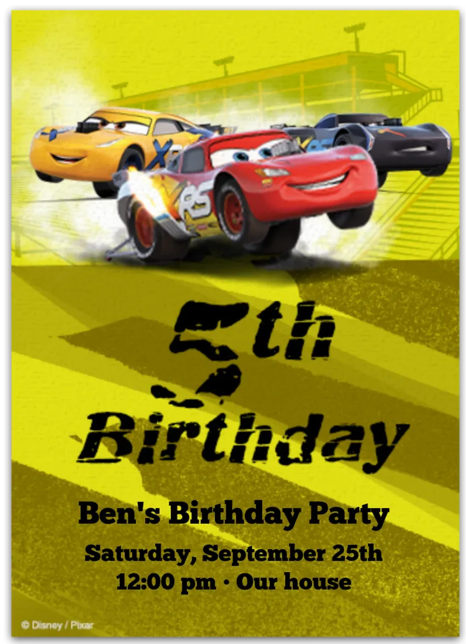 Cars 5th Birthday card