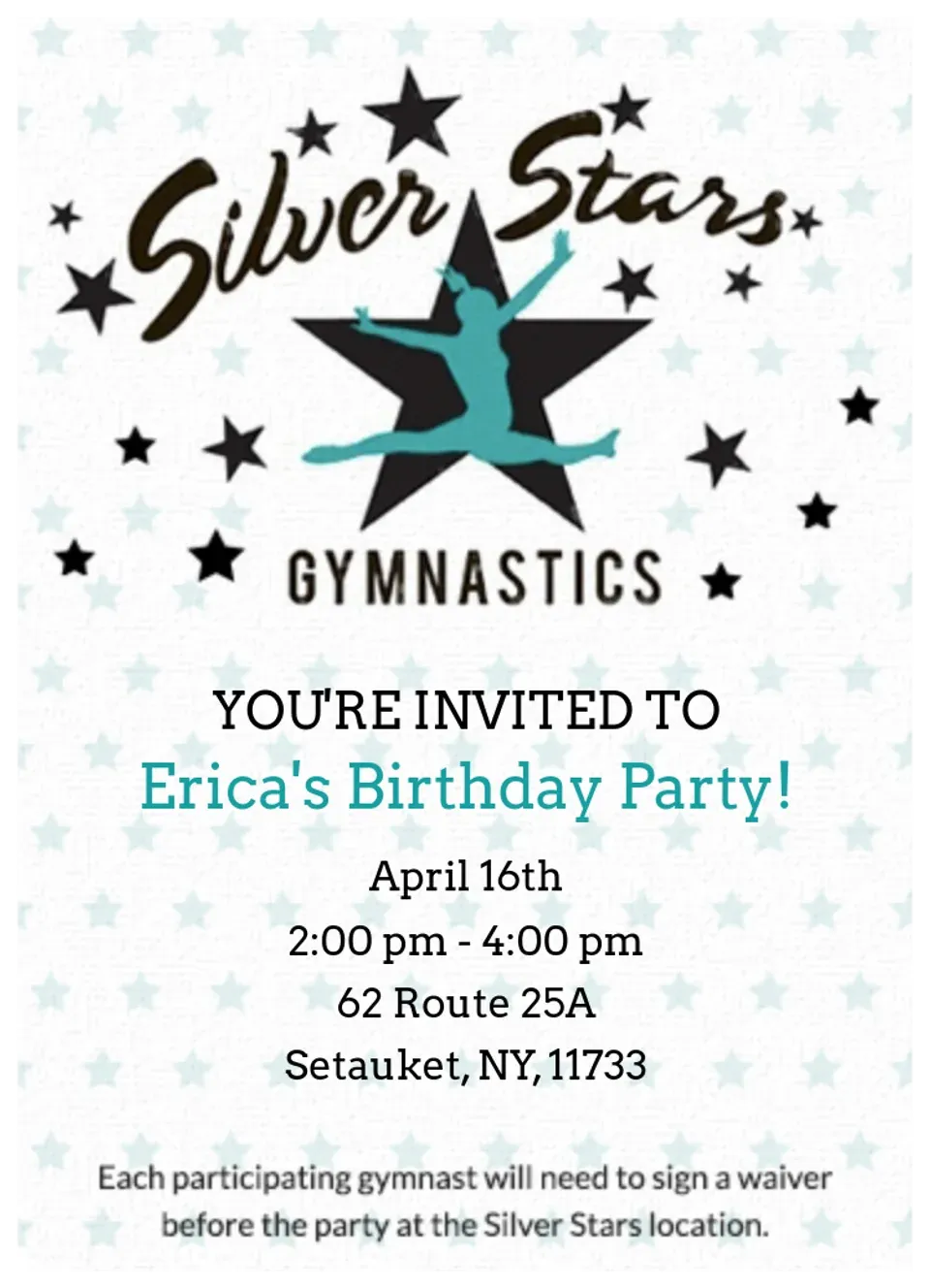 Silver Stars Gymnastics card