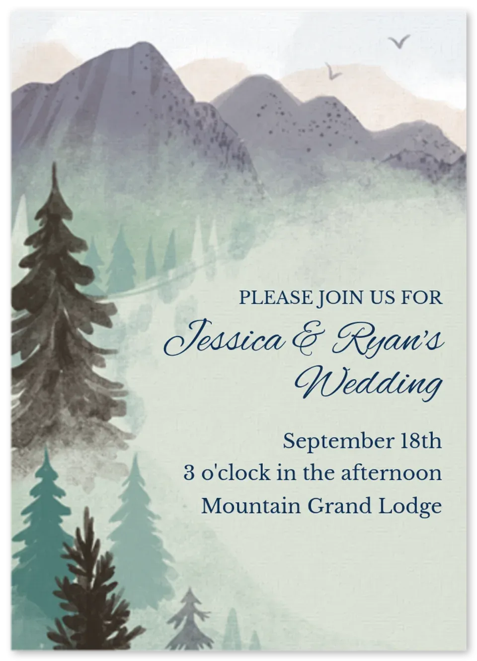 Mountain Wedding card