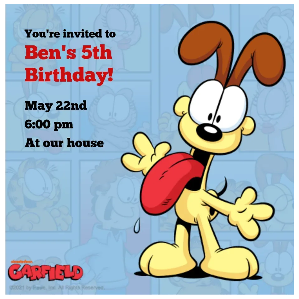 Garfield Odie card