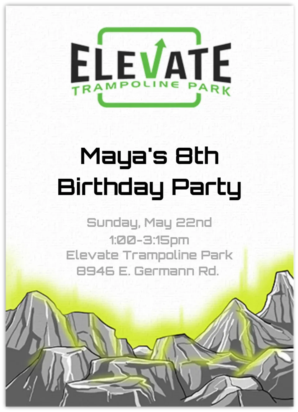 Elevate Trampoline Park | Green card