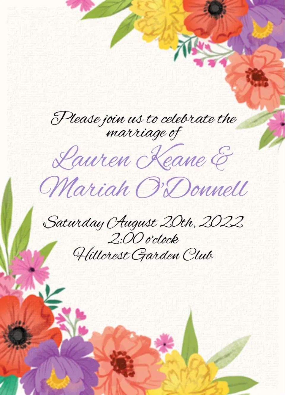 Bright Floral Wedding card