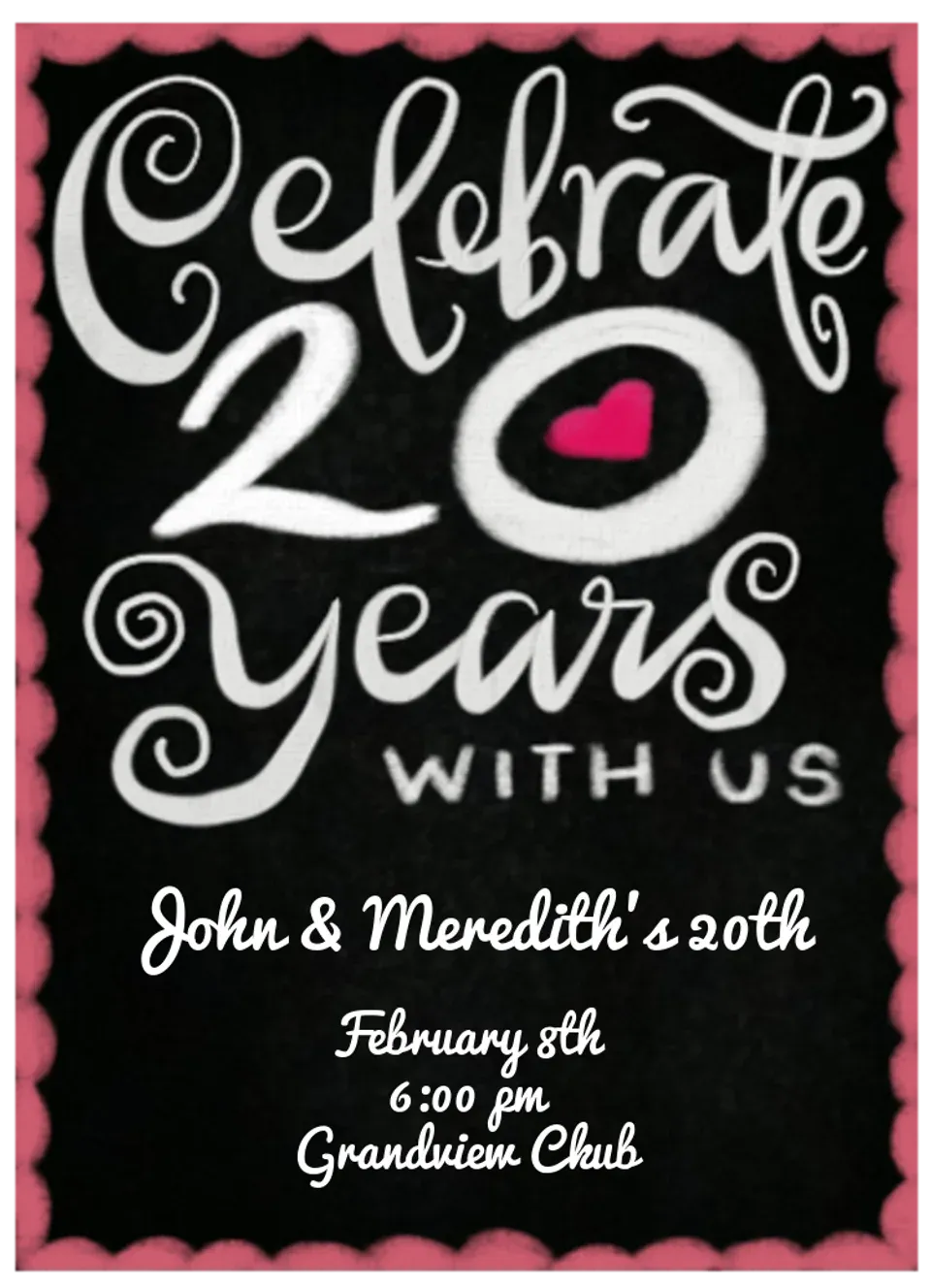 20th Anniversary  card