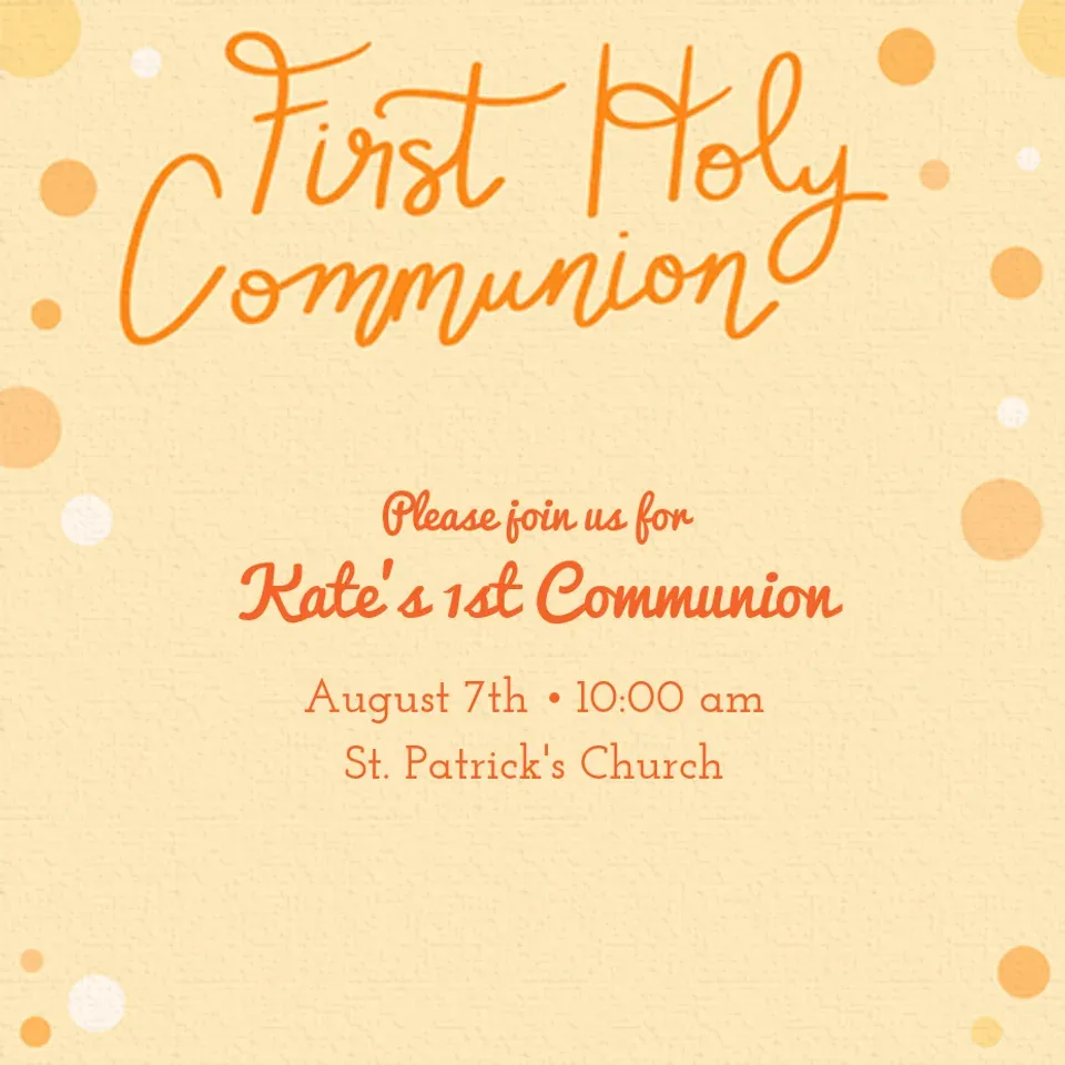 1st Communion Dots card