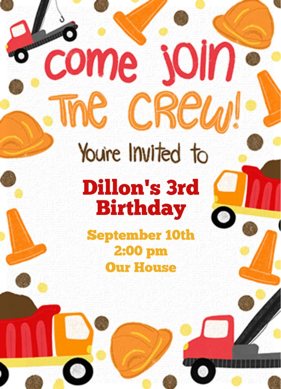 Construction Birthday card