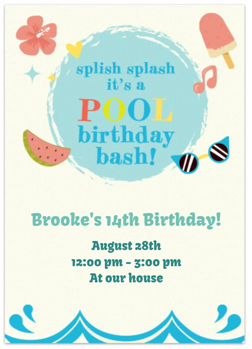 Pool Birthday card