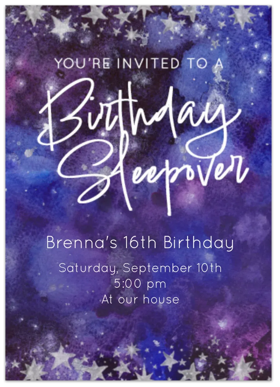 Teen Sleepover Birthday card
