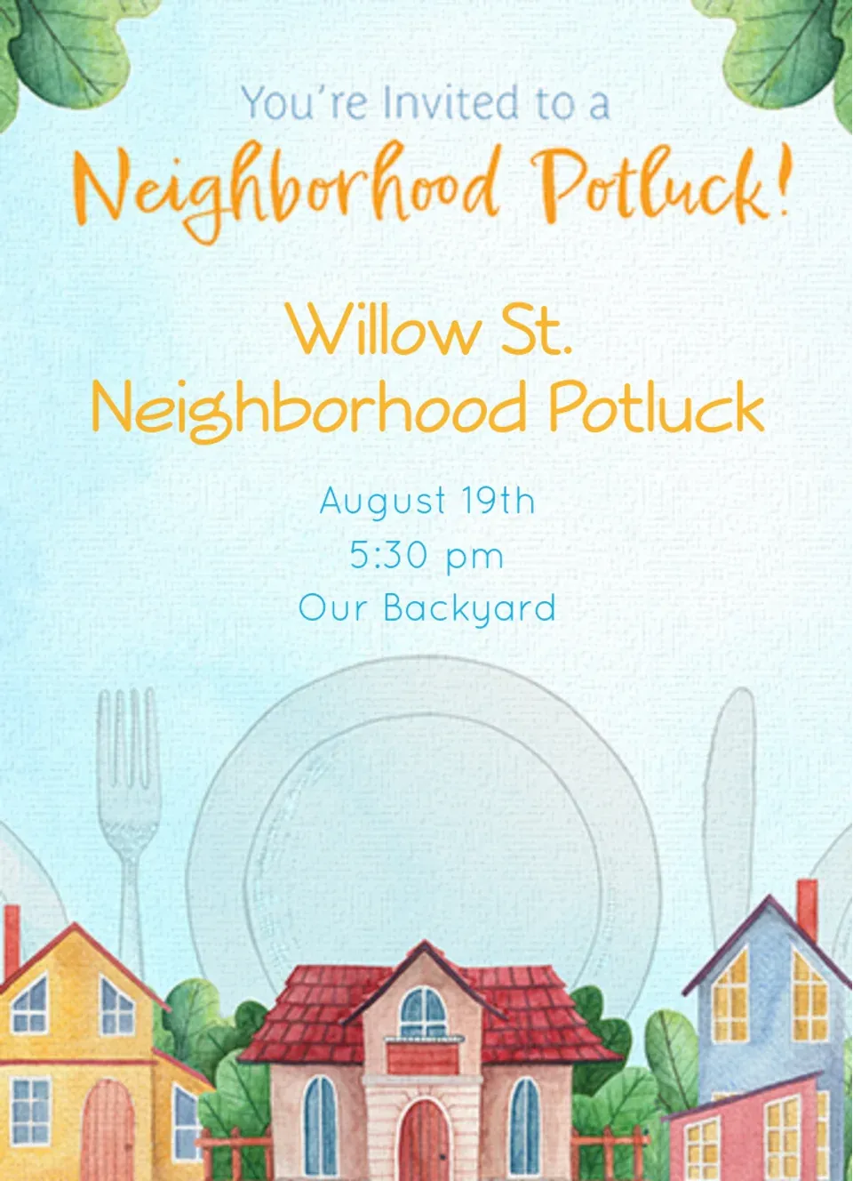 Neighborhood Potluck card