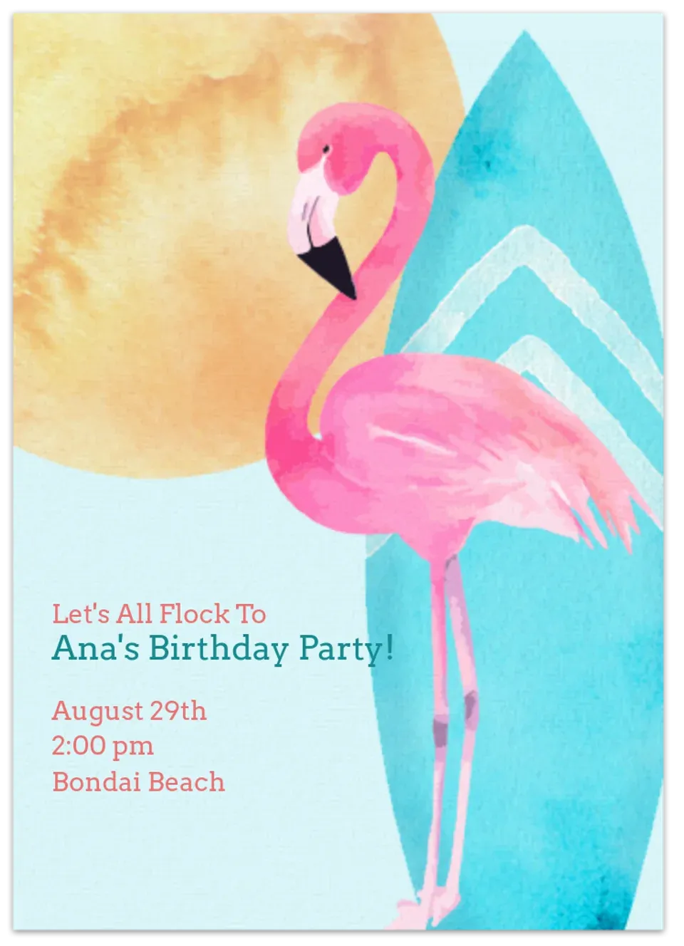Beach Birthday Party card