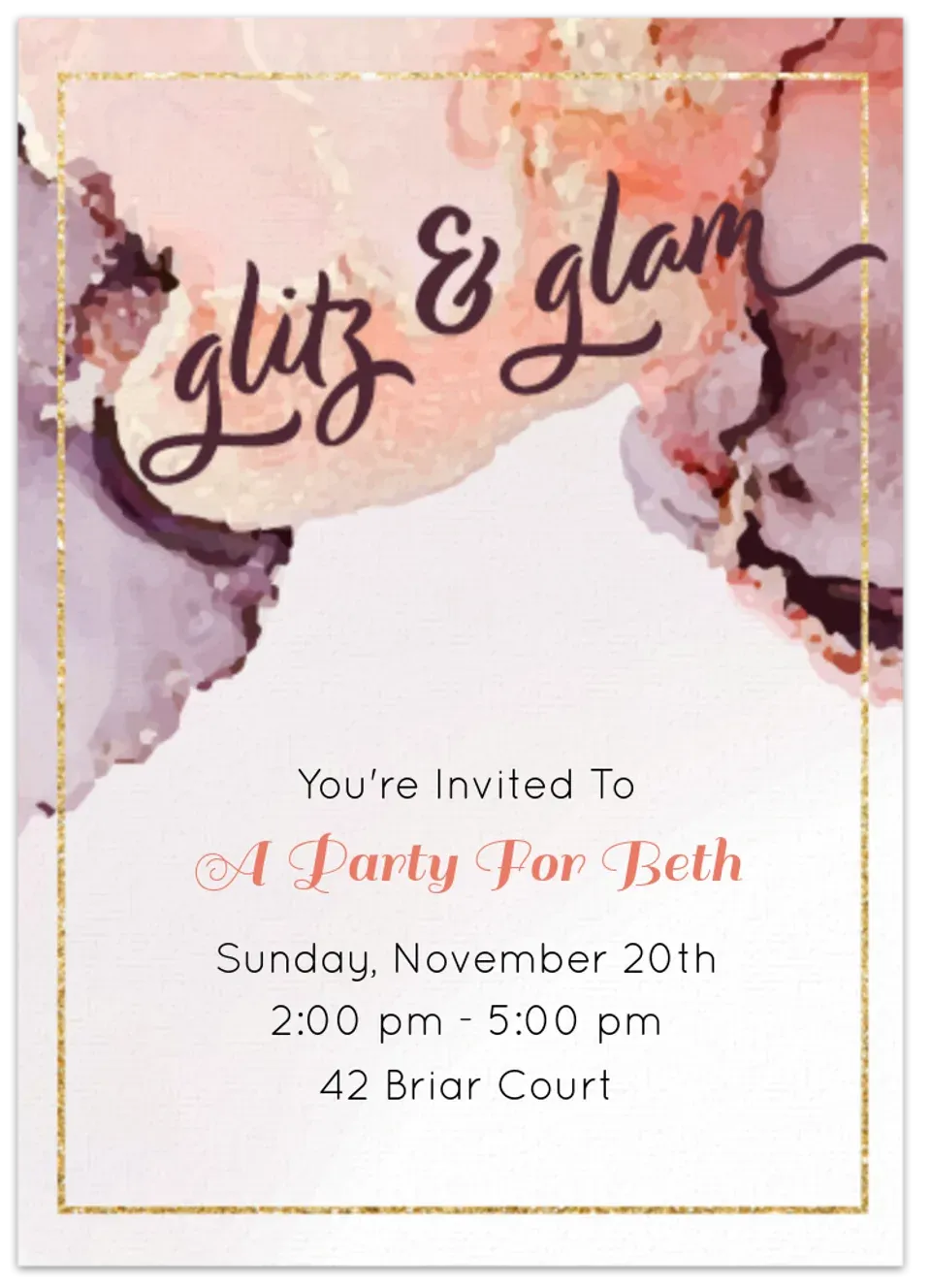 Glitz & Glam card
