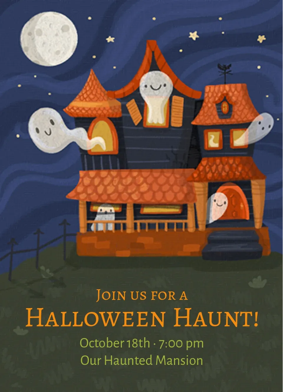 Haunted House Ghosts card