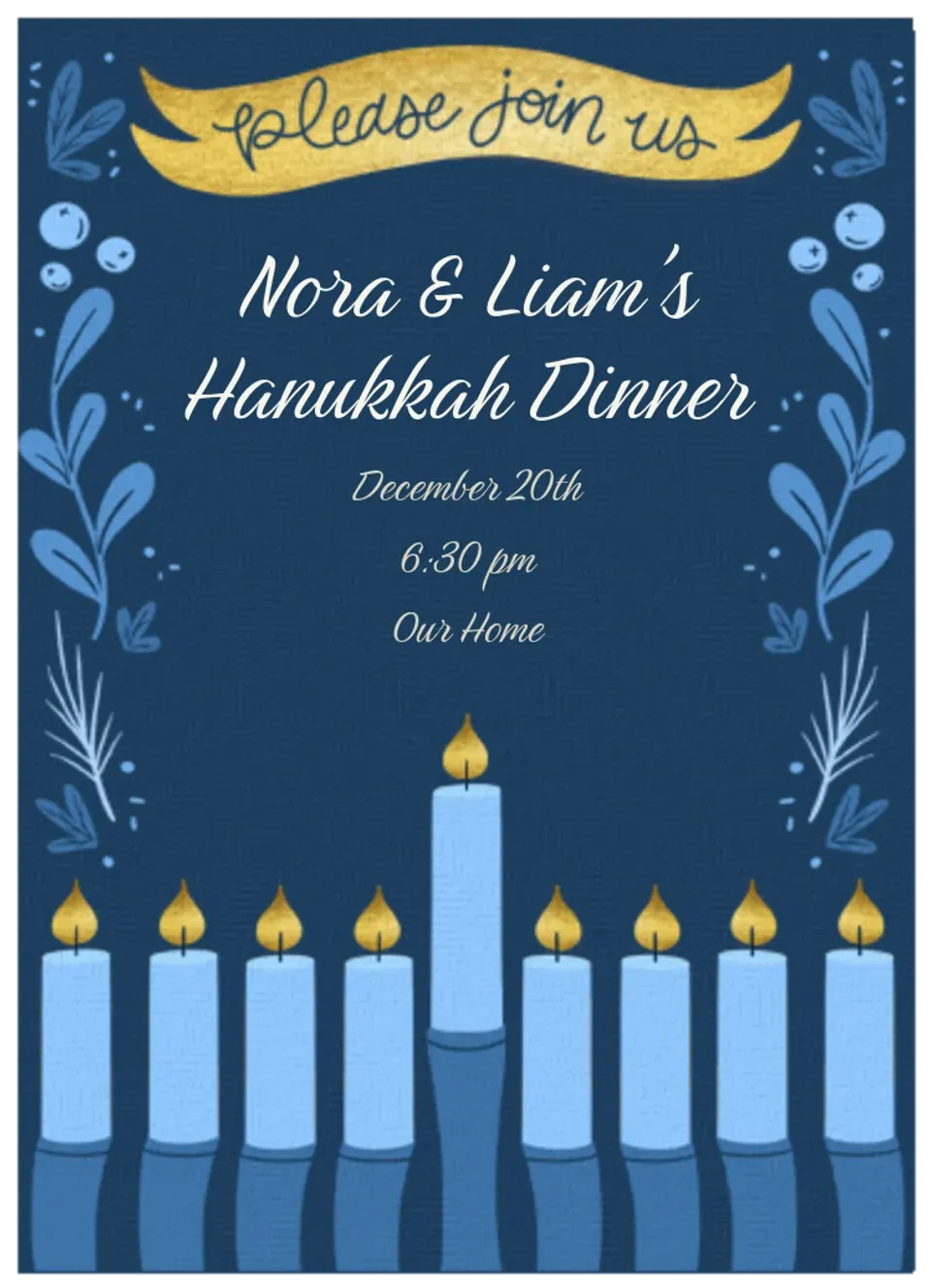 Hanukkah Greenery card