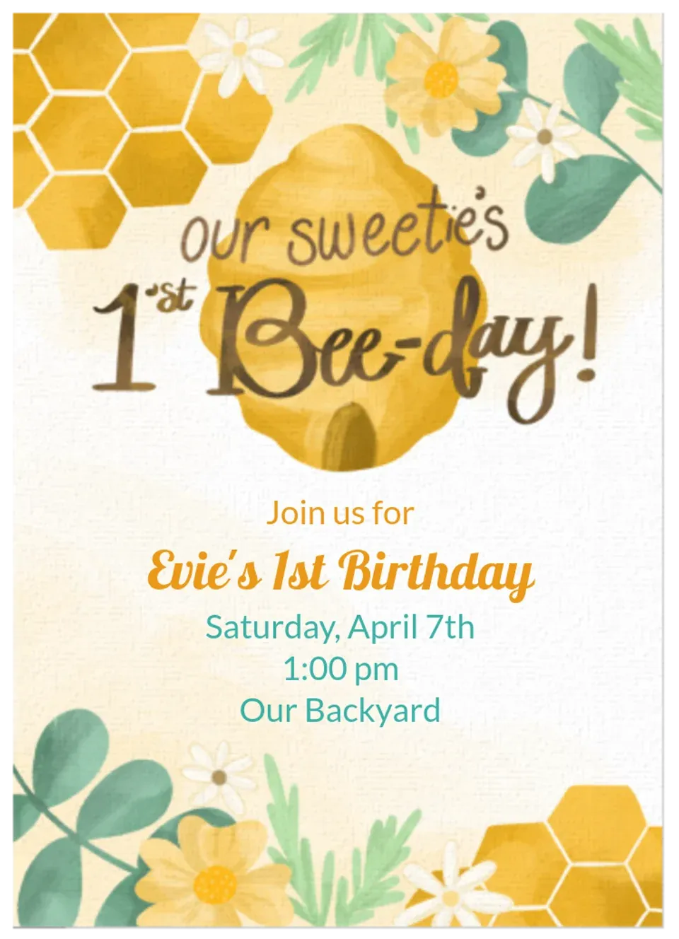 1st Bee-Day card