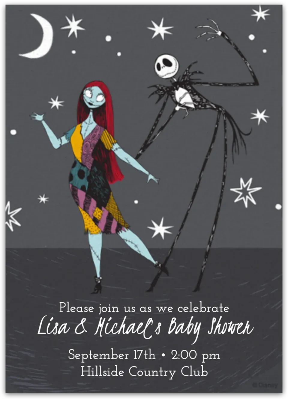 Jack & Sally Baby Shower card