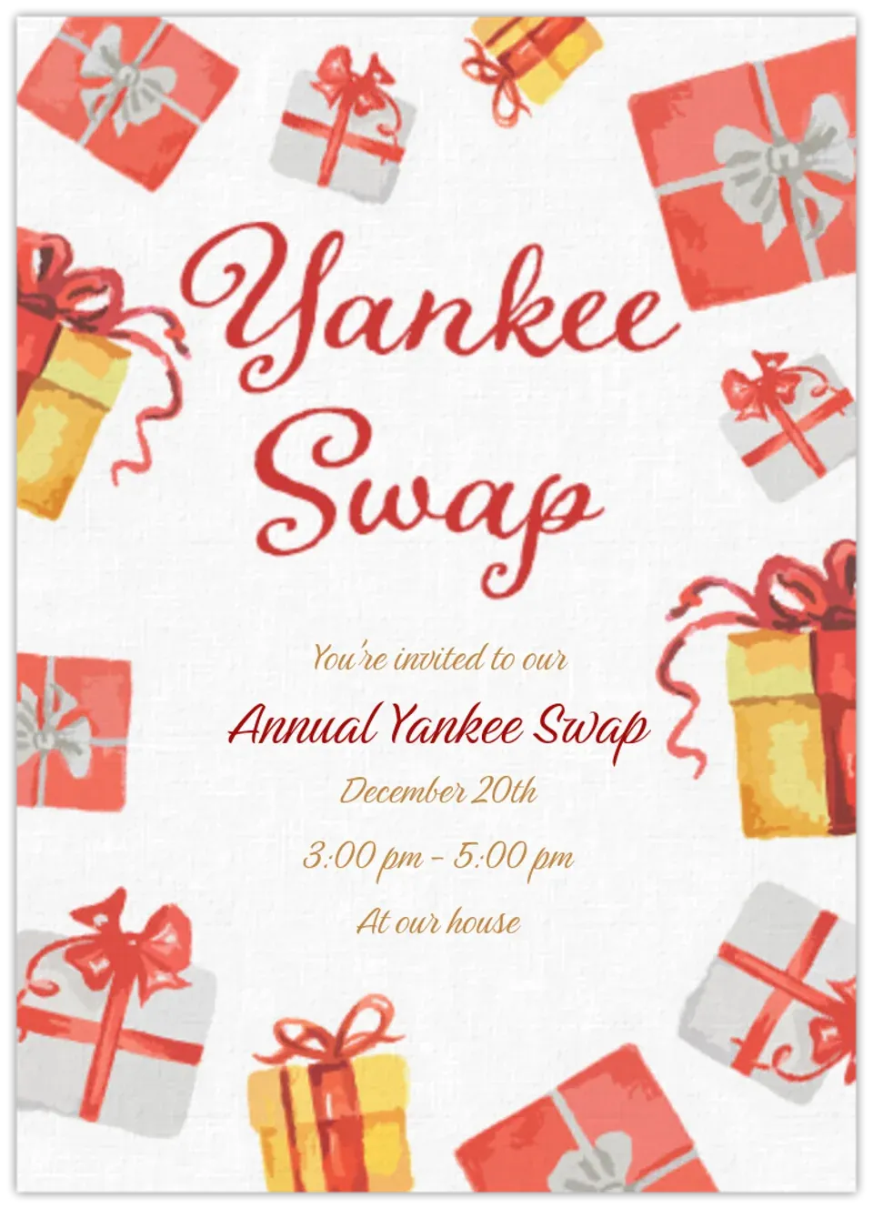 Yankee Swap Party card