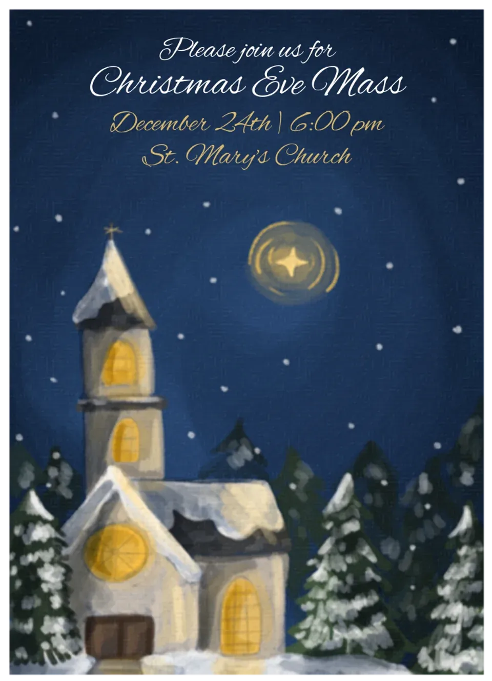 Snowy Christmas Church card