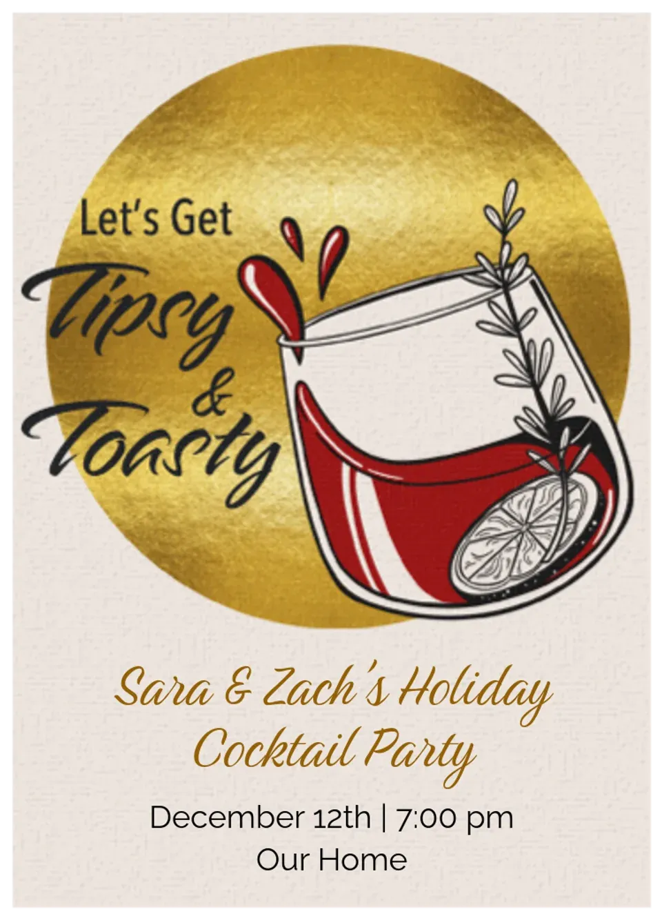 Gold Retro Cocktail card