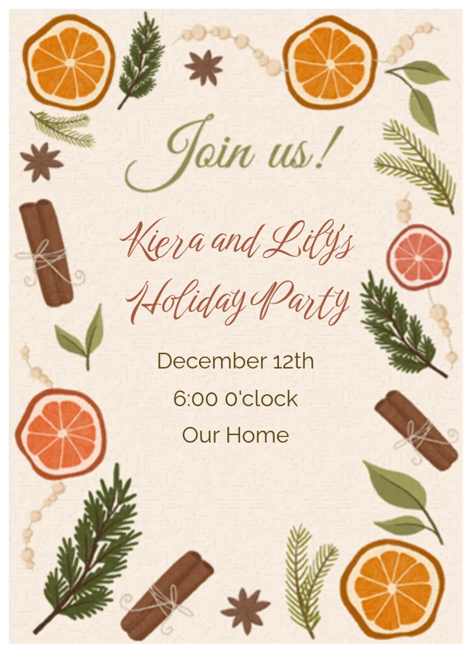 Holiday Citrus card