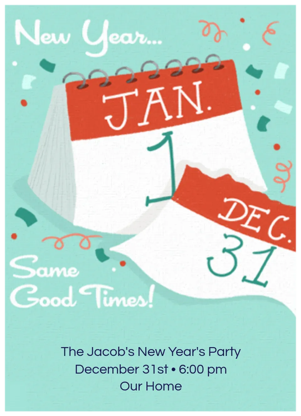 New Year Calendar card