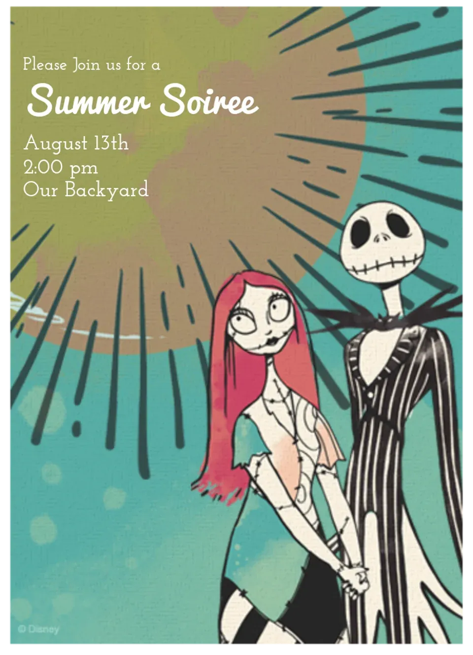 Jack & Sally Summer-ween card