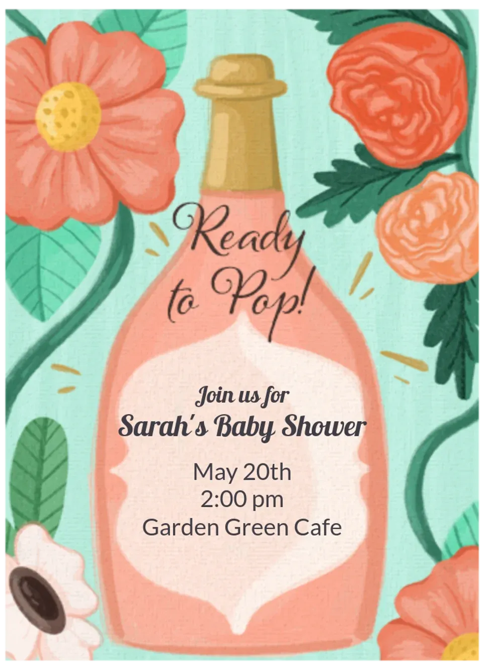 Rose Floral Baby Shower card