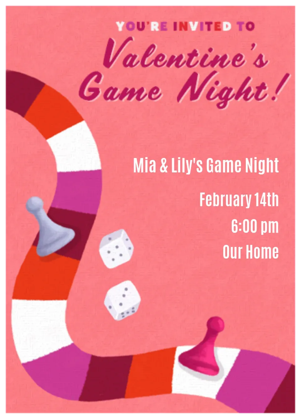 Valentine's Day Game Night card