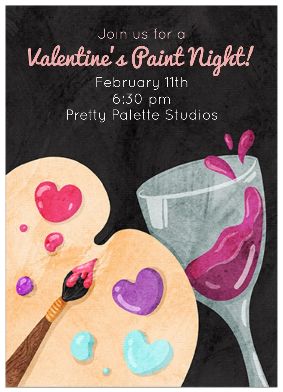 Valentine's Paint Night card