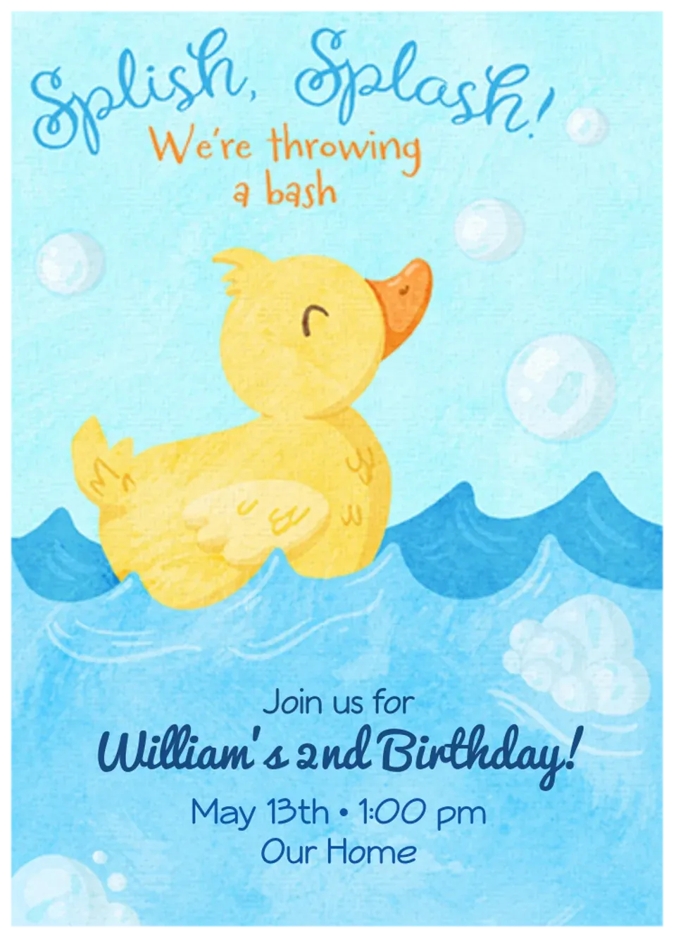 Splish Splash Bash card