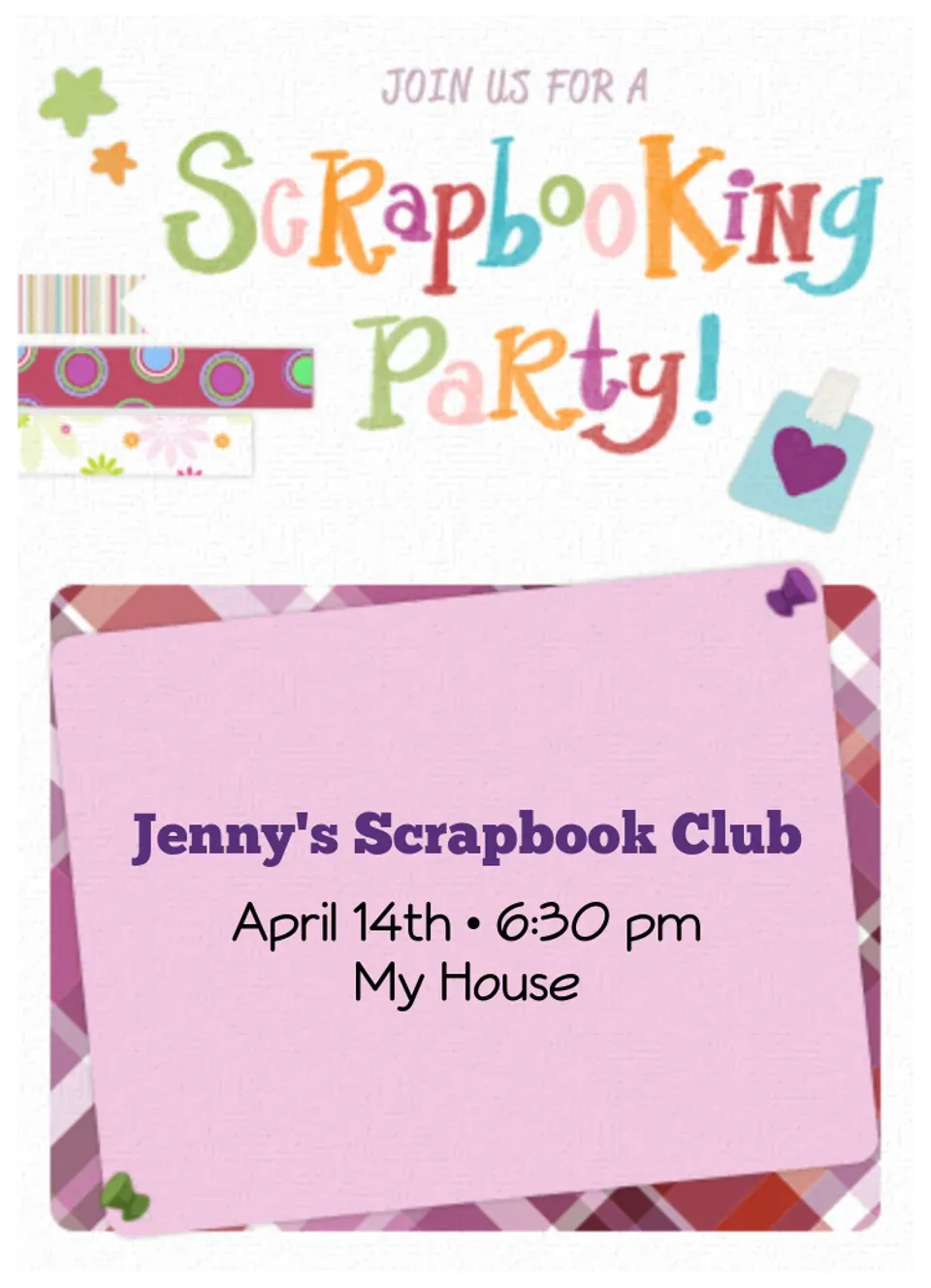 Scrapbook Night card